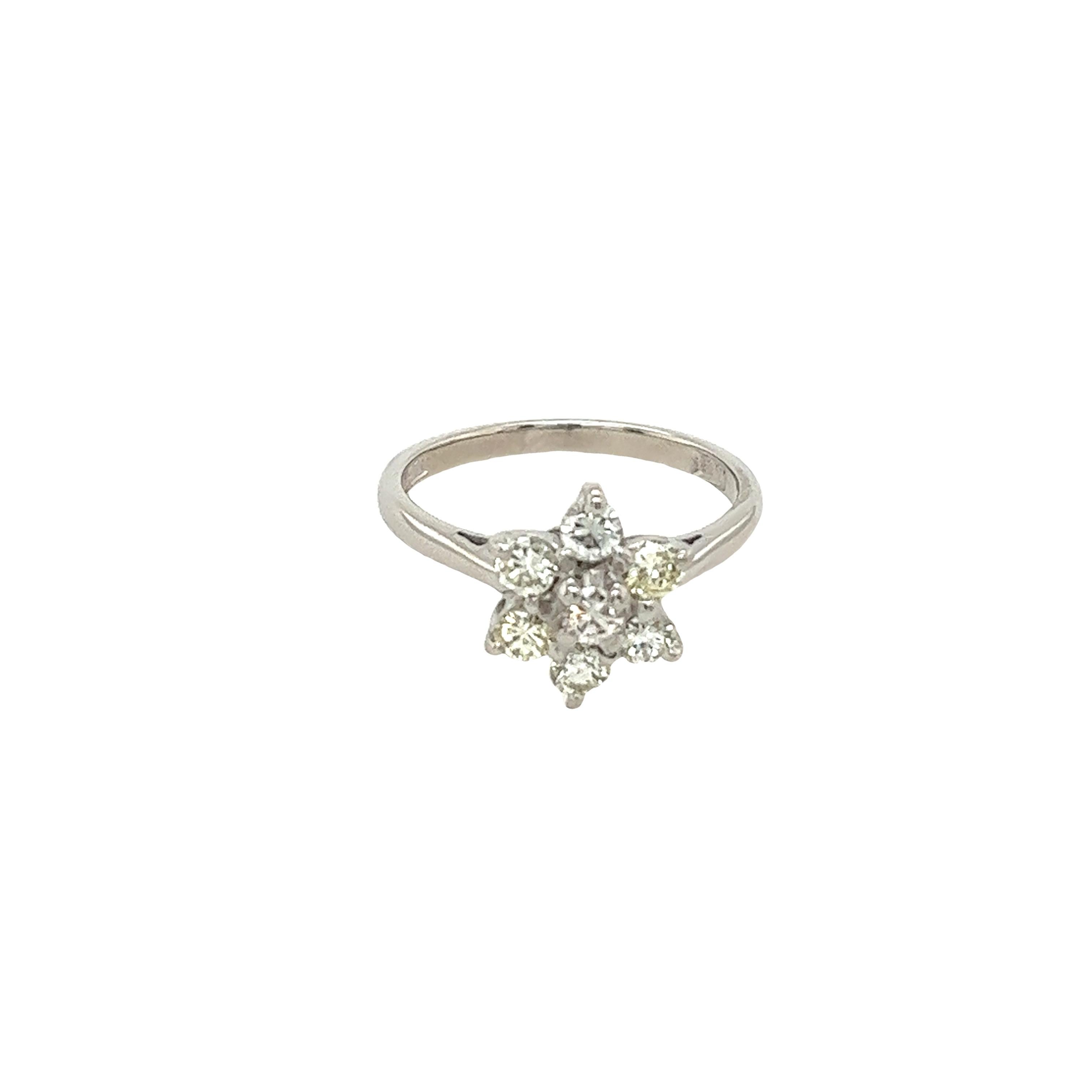 18ct White Gold Cluster Diamond Ring Set With 0.50ct Natural Diamonds In Excellent Condition For Sale In London, GB