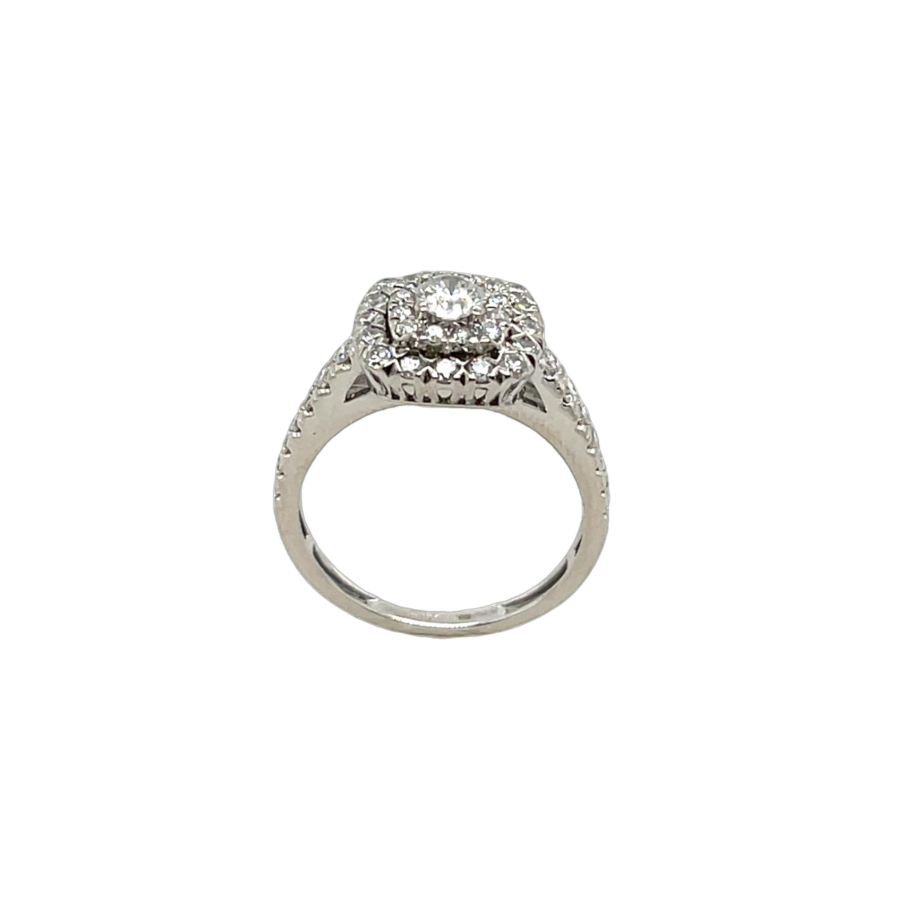 Anello con diamanti a grappolo in oro bianco 18 ct. con diamanti taglio rotondo da 0,80 ct. in vendita 1