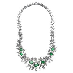 18ct White Gold Colombian Emerald and Diamond Necklace / Bracelet