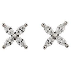 18ct White Gold 'Compass Point' Marquise Cut Diamond Earstuds