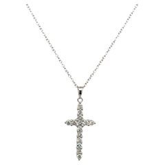 18ct White Gold Cross Diamond Pendant – 0.35ct Natural Diamonds