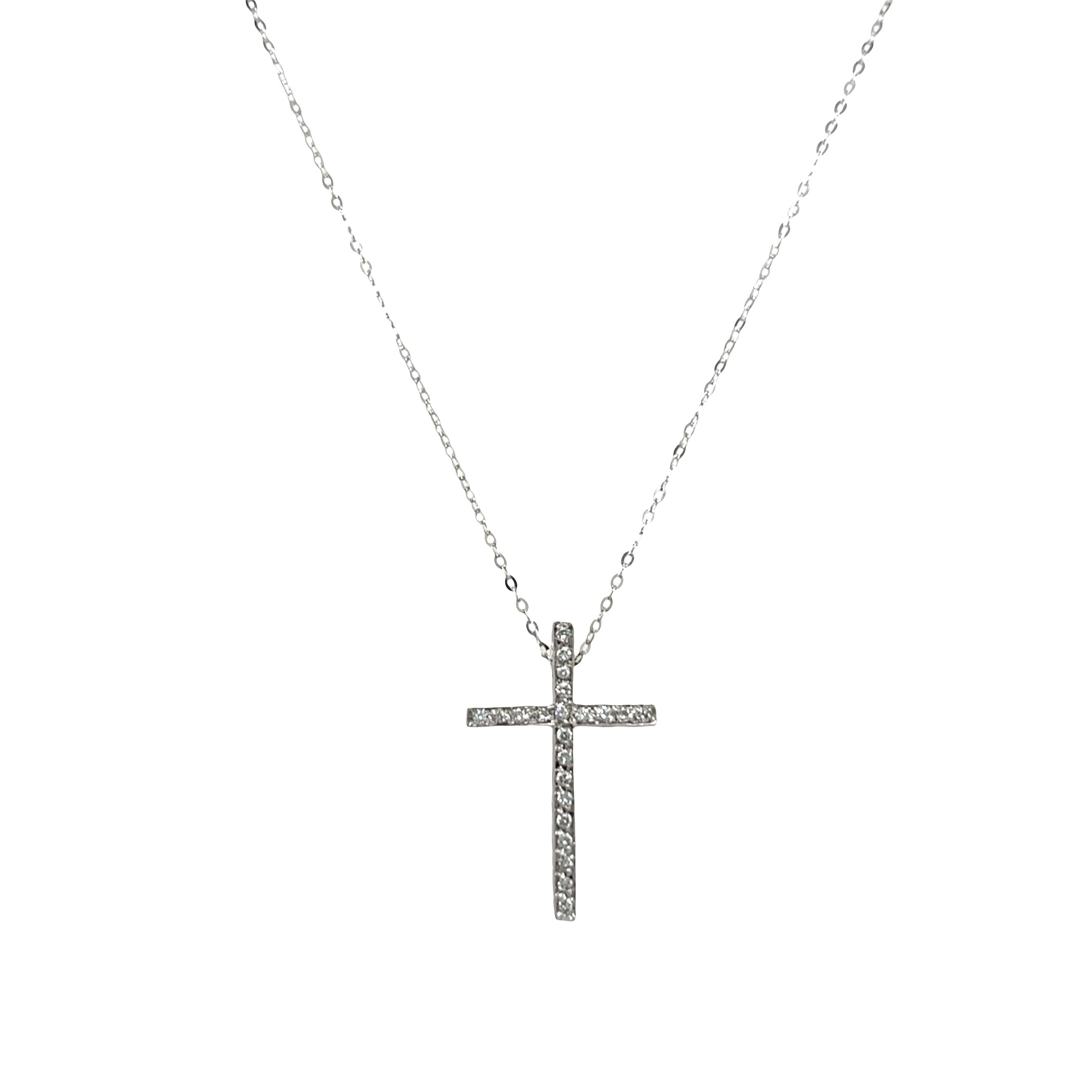 Women's or Men's 18ct White Gold Cross Pendant With 18'' 18ct White Gold Chain For Sale