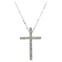 18ct White Gold Cross Pendant With 18'' 18ct White Gold Chain