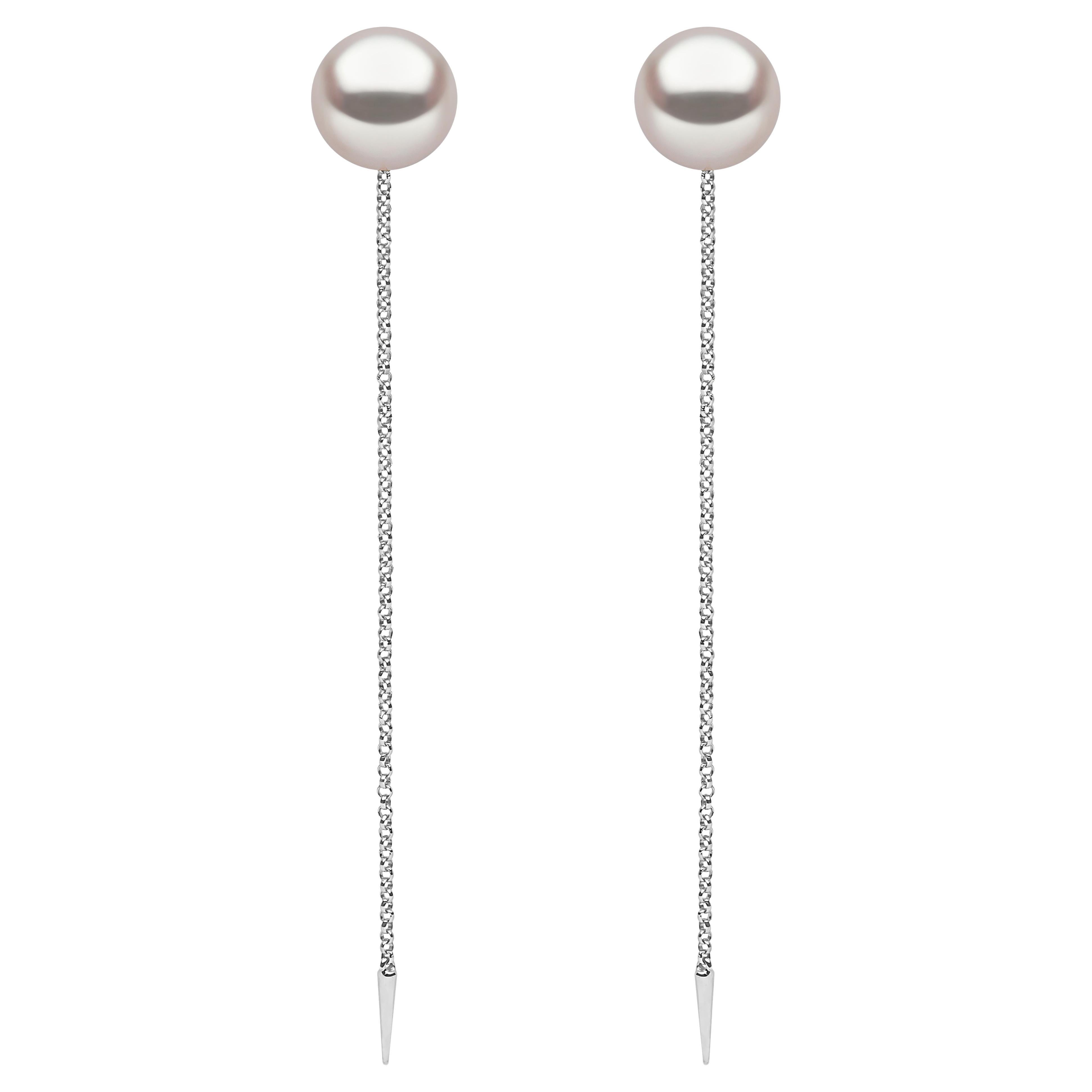 Orecchini a goccia con perle coltivate in oro bianco 18 carati