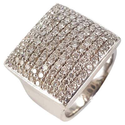 18 Karat White Gold Diamond Pave Ring Pinky Unisex For Sale at 1stDibs