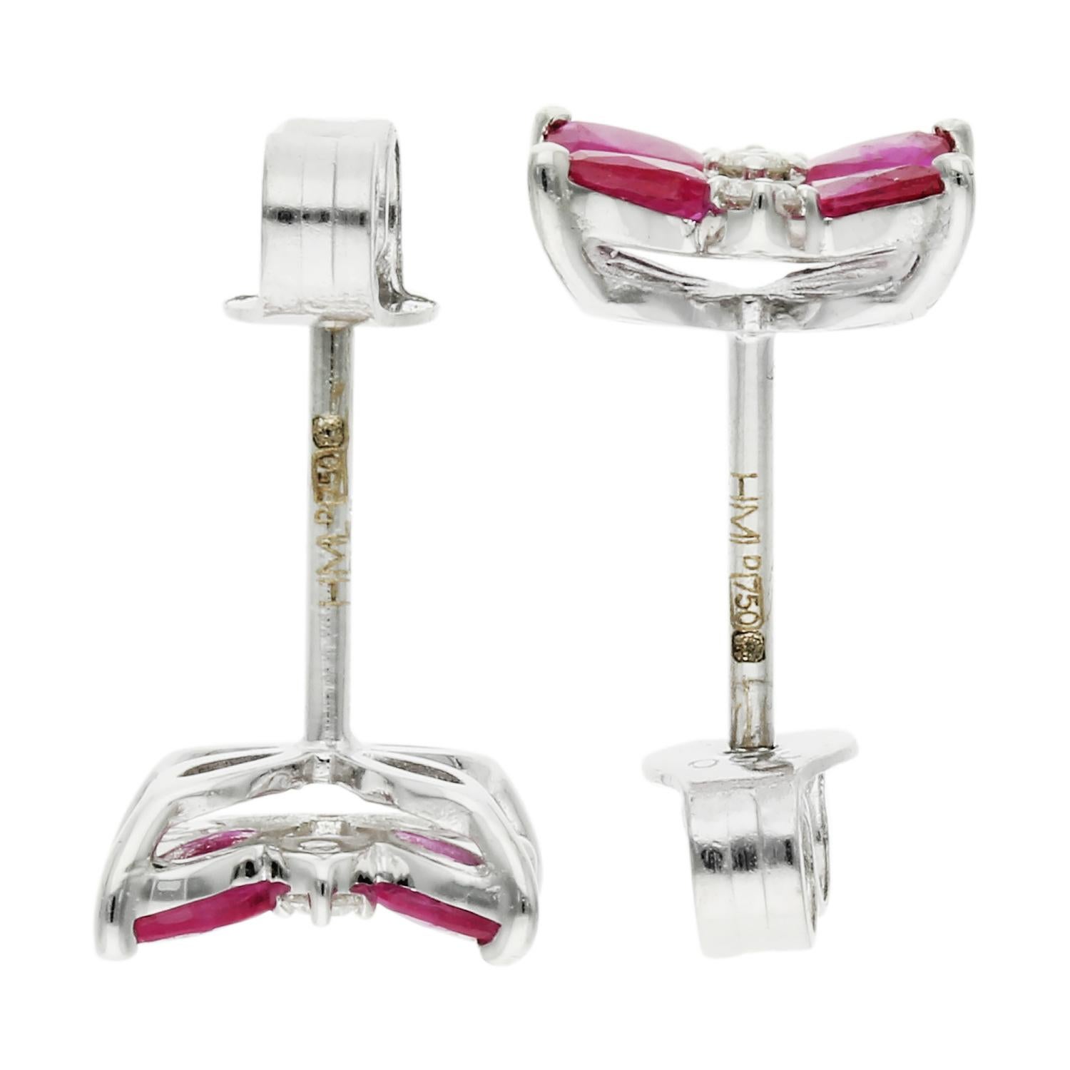 9ct White Gold 0.12ct Diamond Ruby Earrings main image 0