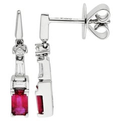 Boucles d'oreilles en or blanc 18ct diamant et 0,80ct rubis