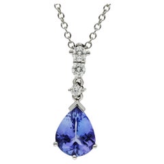 18ct White Gold Diamond & 1.75ct Tanzanite Pendant