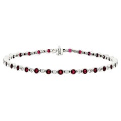 18ct White Gold Diamond & 3.48ct Ruby Tennis Bracelet