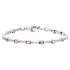 18ct White Gold Diamond 
4.16ct Pink Sapphire Tennis Bracelet