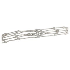 18ct White Gold Diamond 5 Row Bracelet With 1.40ct Natural Round Diamonds