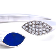 18ct White Gold Diamond and Lapis Lazuli Cuff Bangle 48.15g