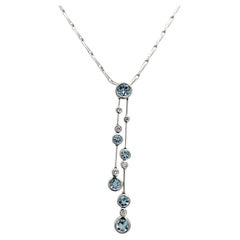 Collana in oro bianco 18ct con diamanti e acquamarina