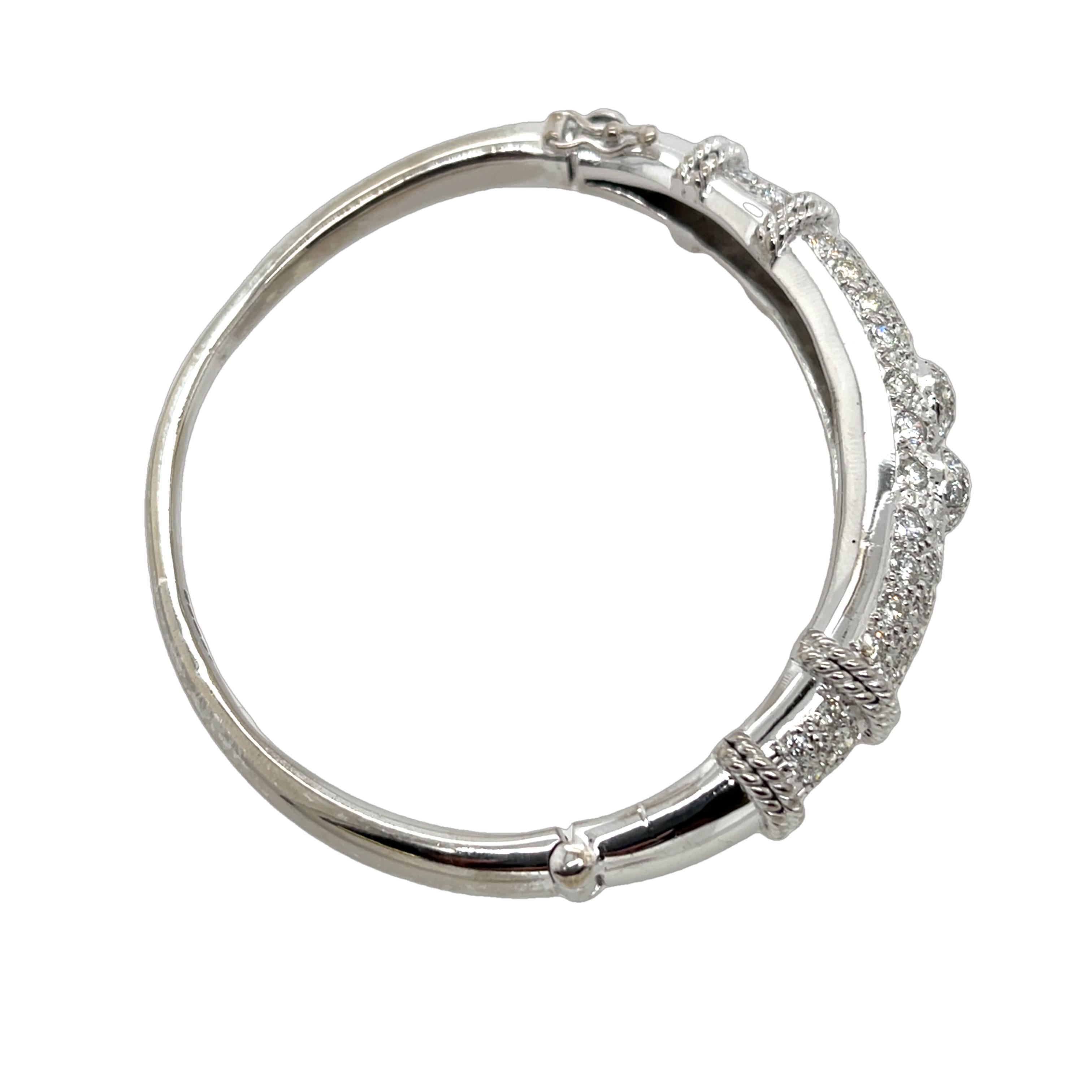 da uomo o donna Bangle in oro bianco 18ct con diamanti tondi naturali da 3,50ct