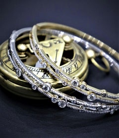 18ct White Gold Diamond Bubble Bangle 1ct Single Stone Bracelet Solid