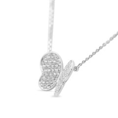 18ct White Gold Diamond Butterfly Pendant 17"