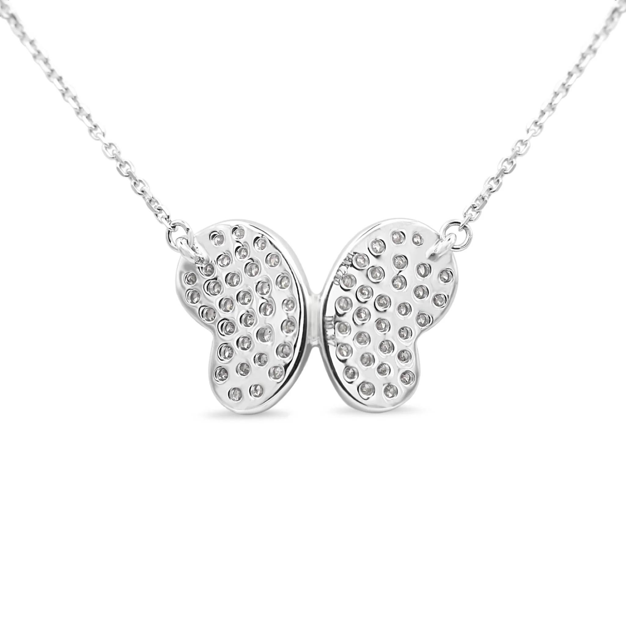 18ct White Gold Diamond Butterfly Pendant 17