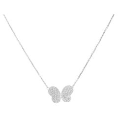 18ct White Gold Diamond Butterfly Pendant 17"