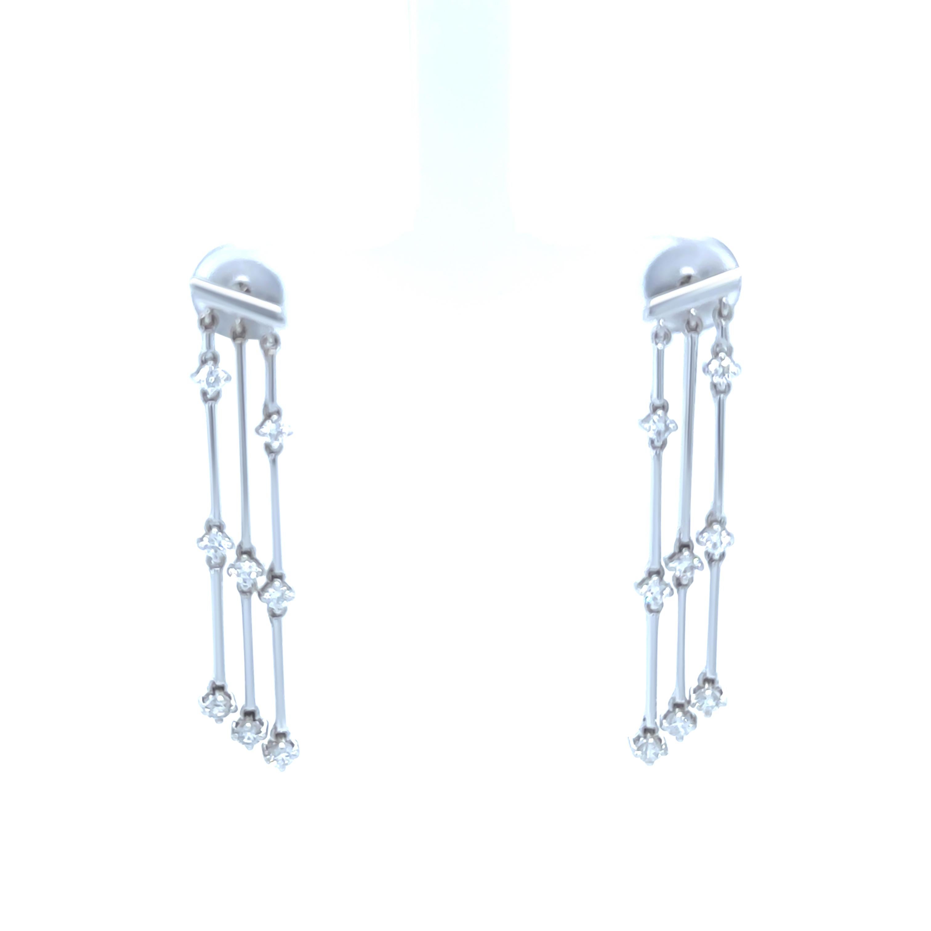 Taglio rotondo Orecchini a goccia con diamanti in oro bianco 18ct 0,72ct 7,24g in vendita