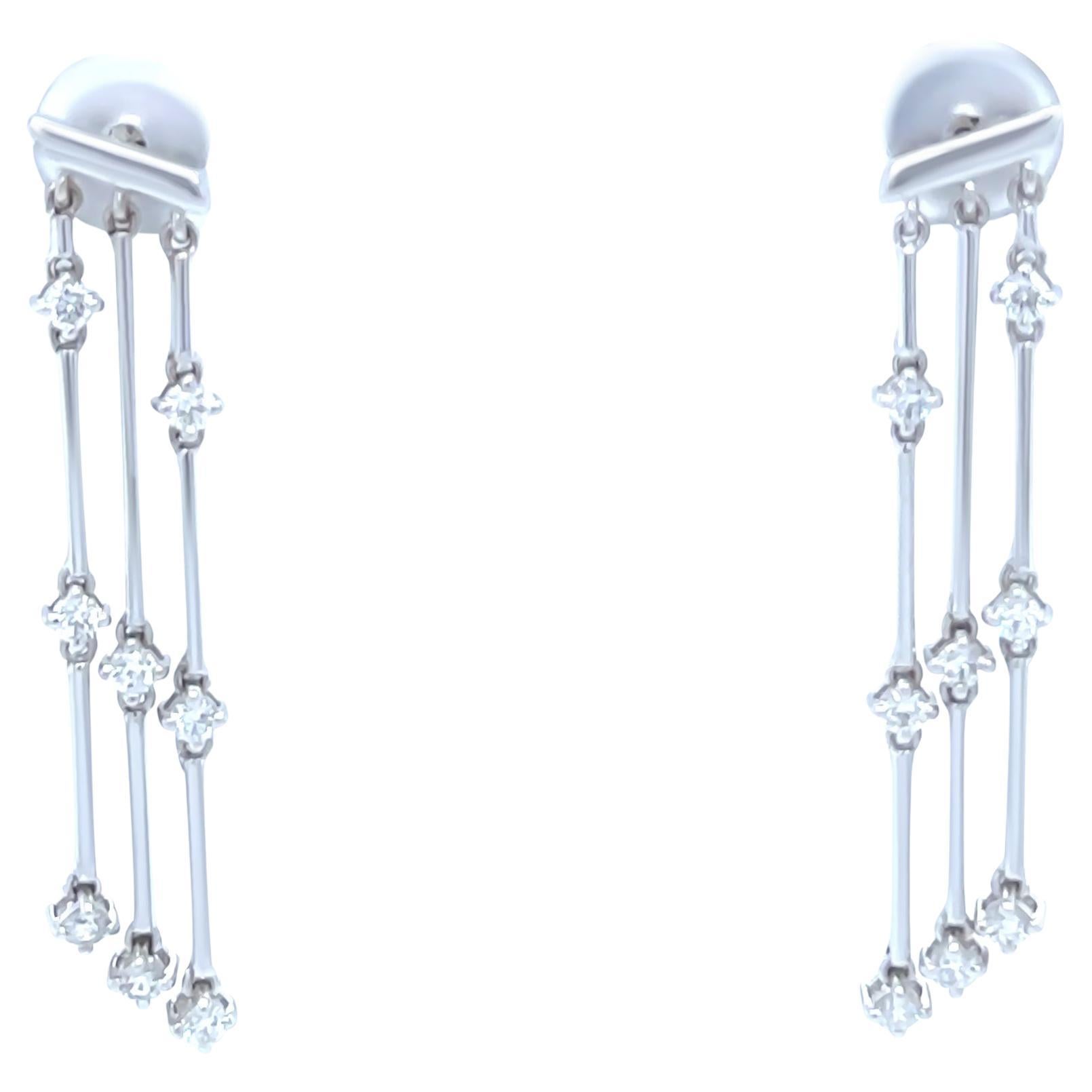18ct White Gold Diamond Chandelier Drop Earrings 0.72ct 7.24g
