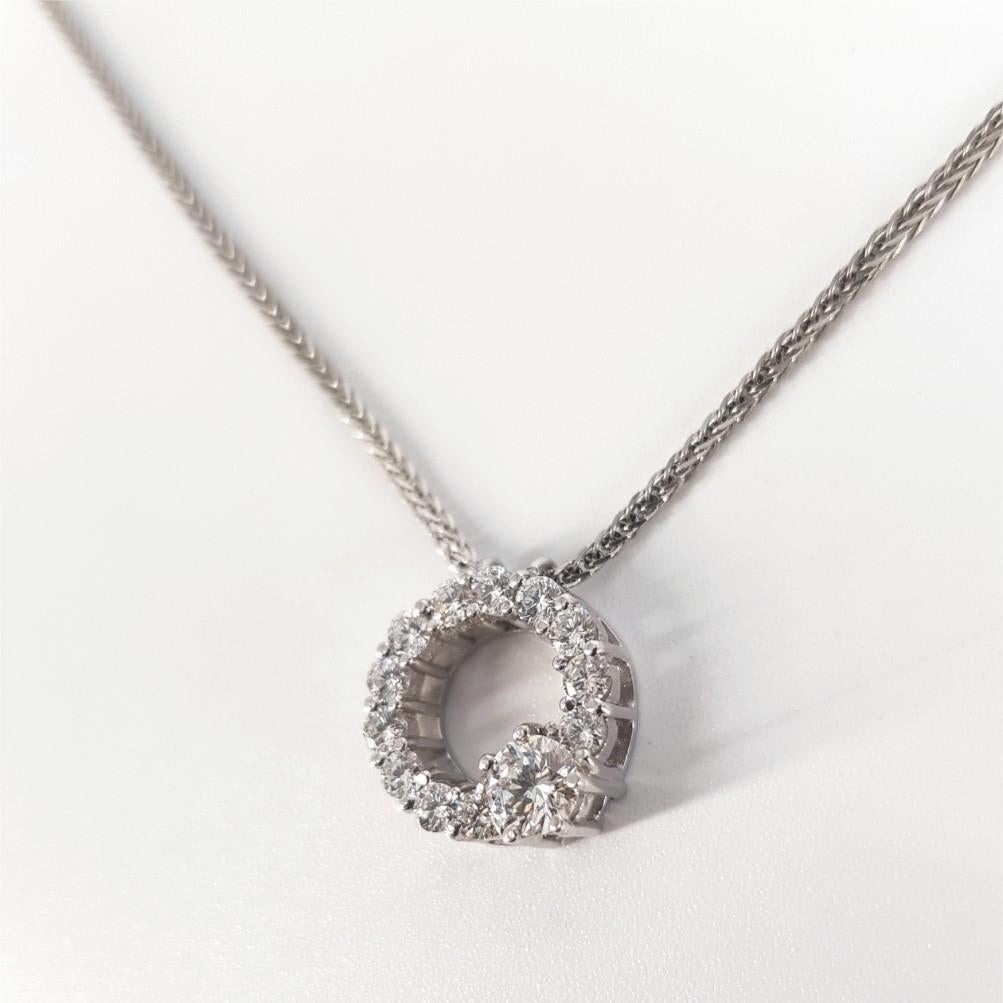 Modern 18ct White Gold Diamond Circle Necklace For Sale