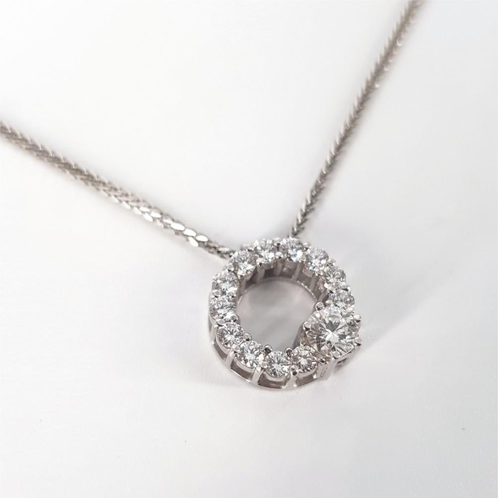 Women's or Men's 18ct White Gold Diamond Circle Necklace For Sale