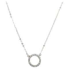 Ciondolo a forma di cerchio in oro bianco 18ct con diamanti taglio rotondo da 0,22ct