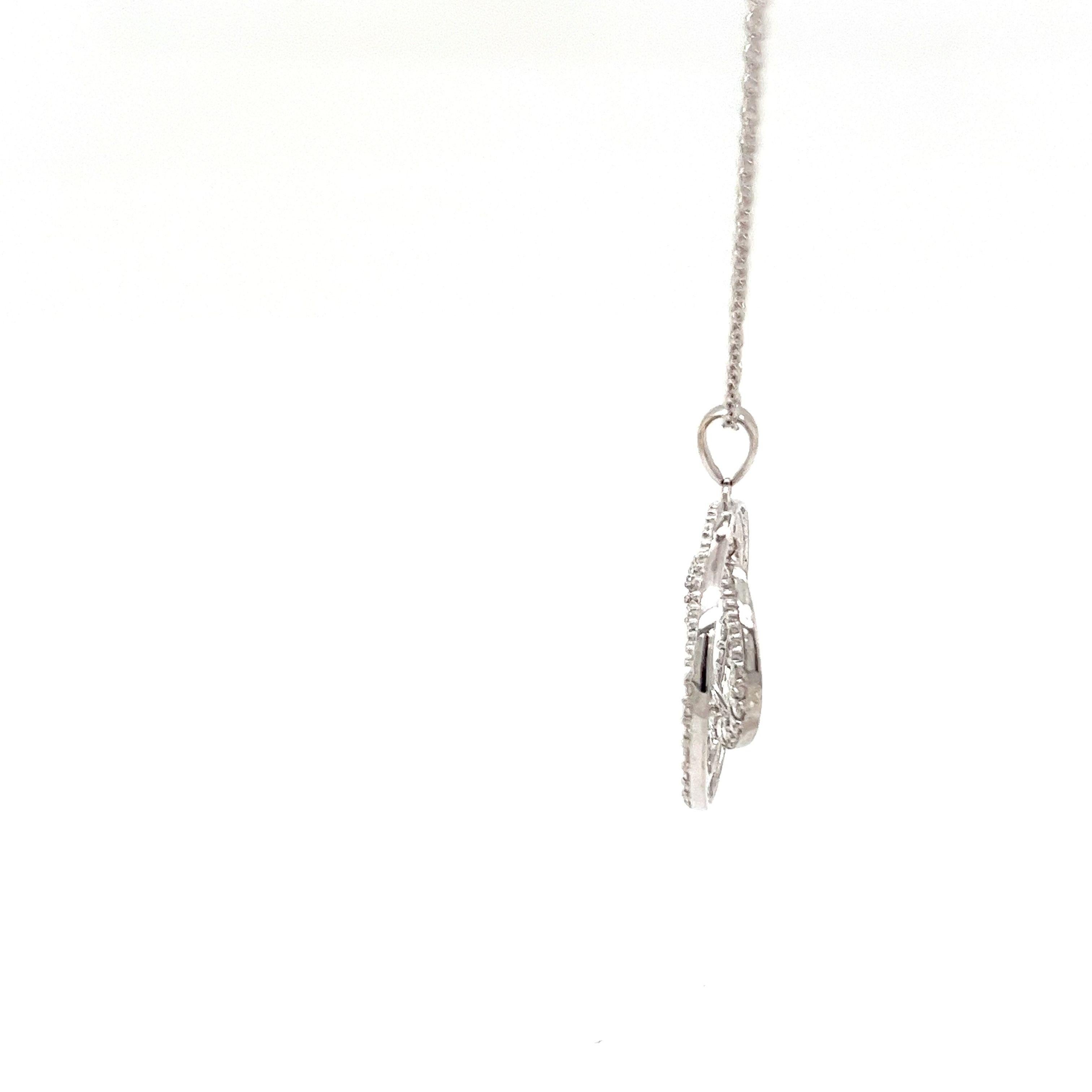 Taille ronde Pendentif circulaire en or blanc 18 carats serti de 0,50 carat de diamants en vente