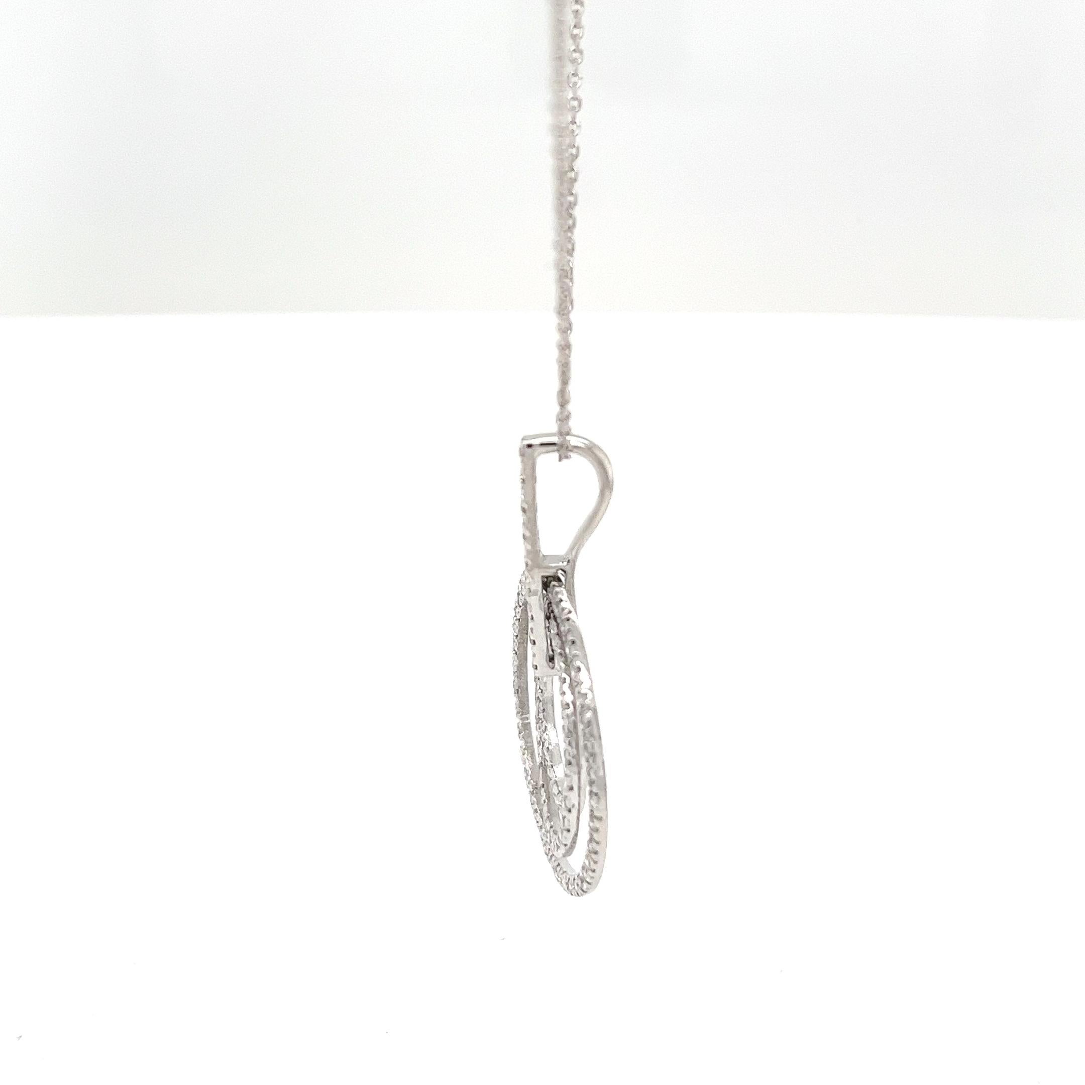 Colgante Círculo de Diamantes de Oro Blanco de 18 ct Engastado con Diamantes Naturales de 1,0 ct en Excelente estado para la venta en London, GB