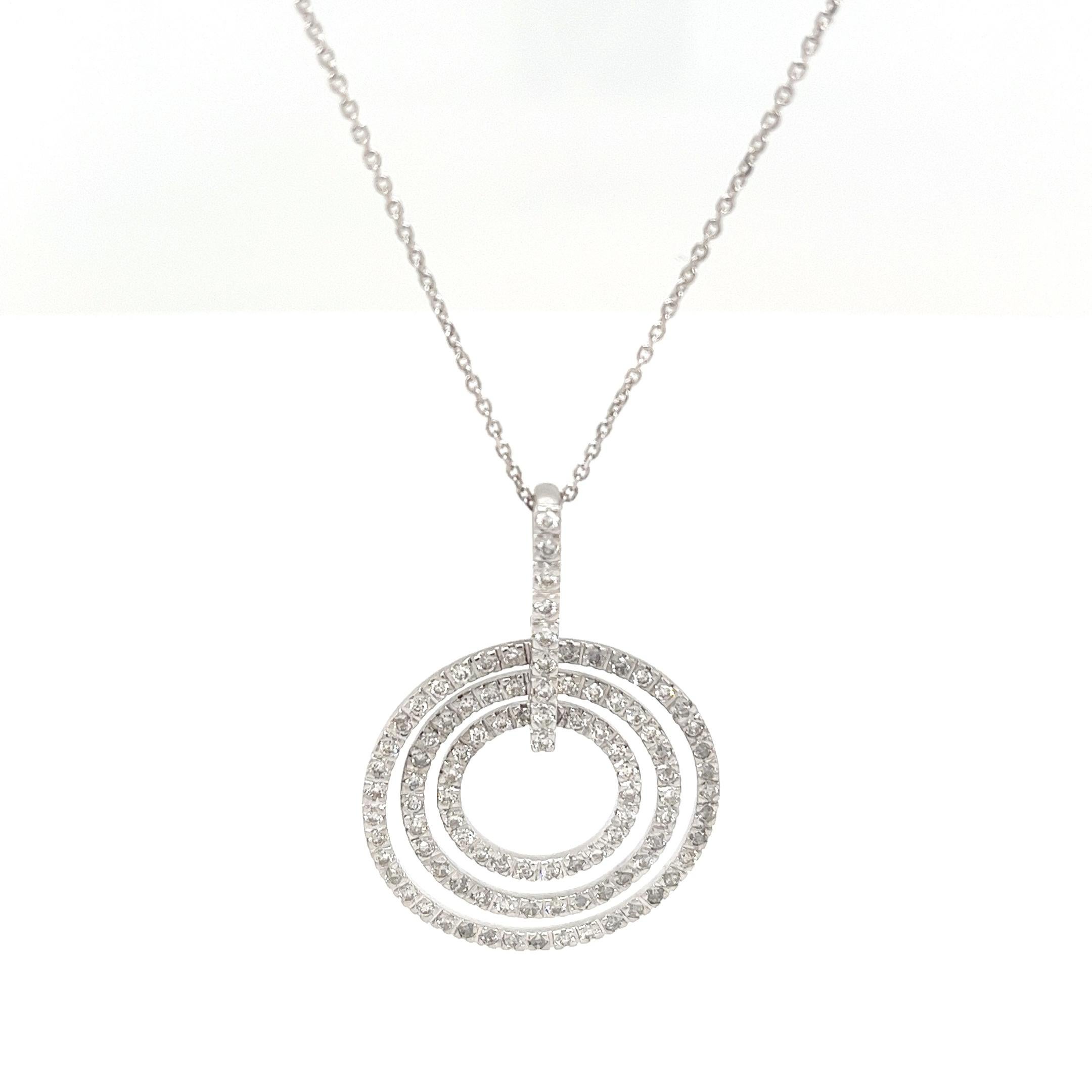 Femenino o masculino Colgante Círculo de Diamantes de Oro Blanco de 18 ct Engastado con Diamantes Naturales de 1,0 ct en venta