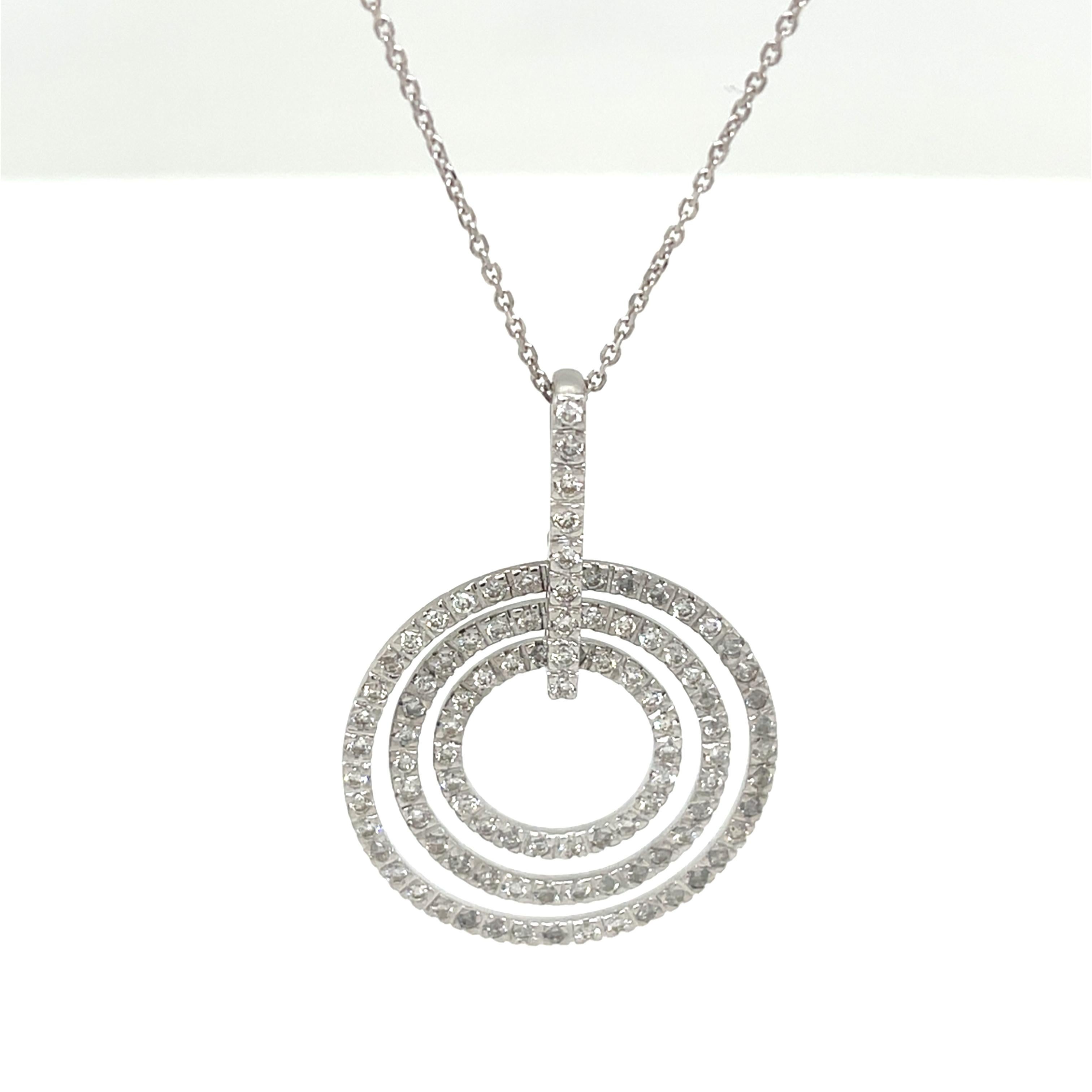 Colgante Círculo de Diamantes de Oro Blanco de 18 ct Engastado con Diamantes Naturales de 1,0 ct en venta 1
