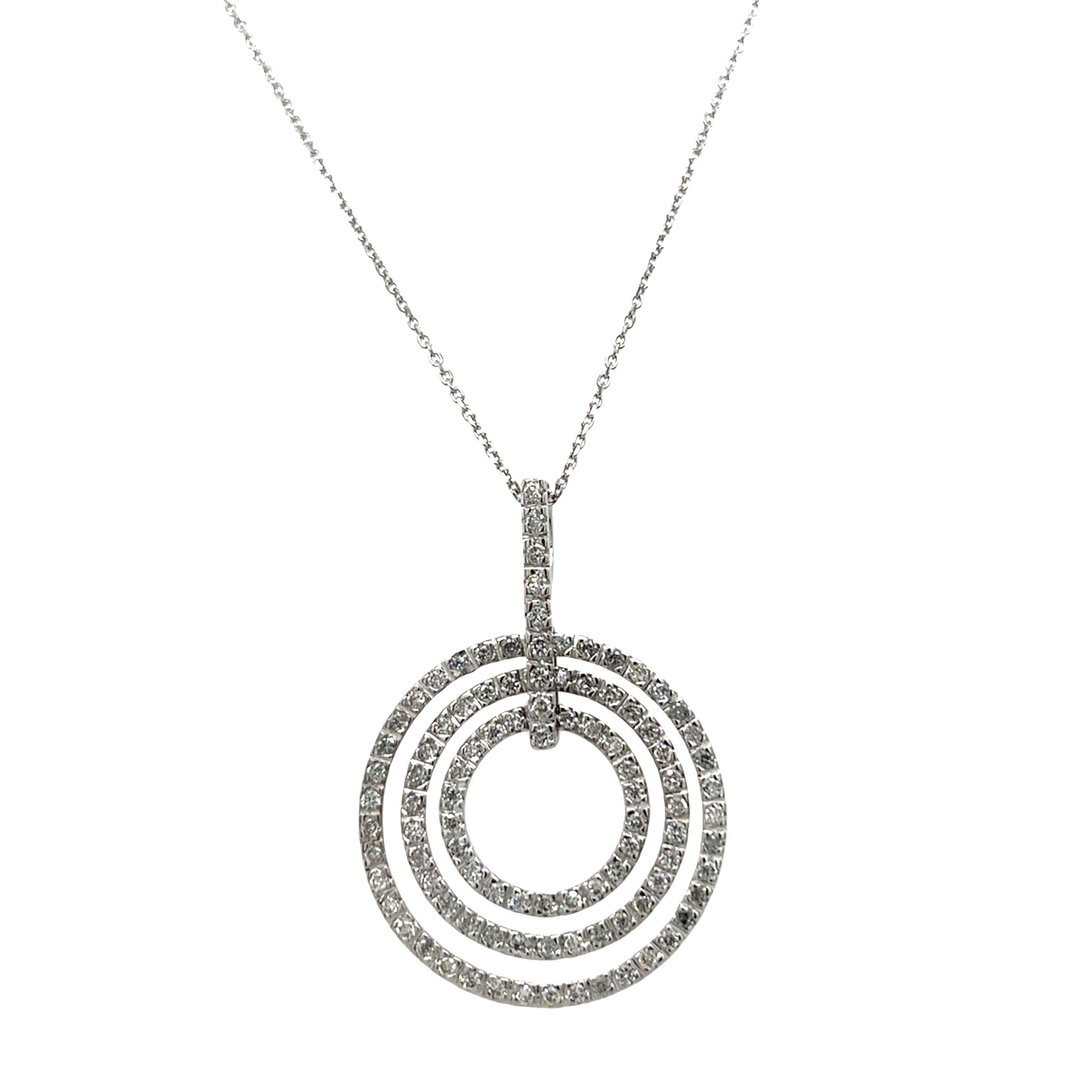 Colgante Círculo de Diamantes de Oro Blanco de 18 ct Engastado con Diamantes Naturales de 1,0 ct en venta 3