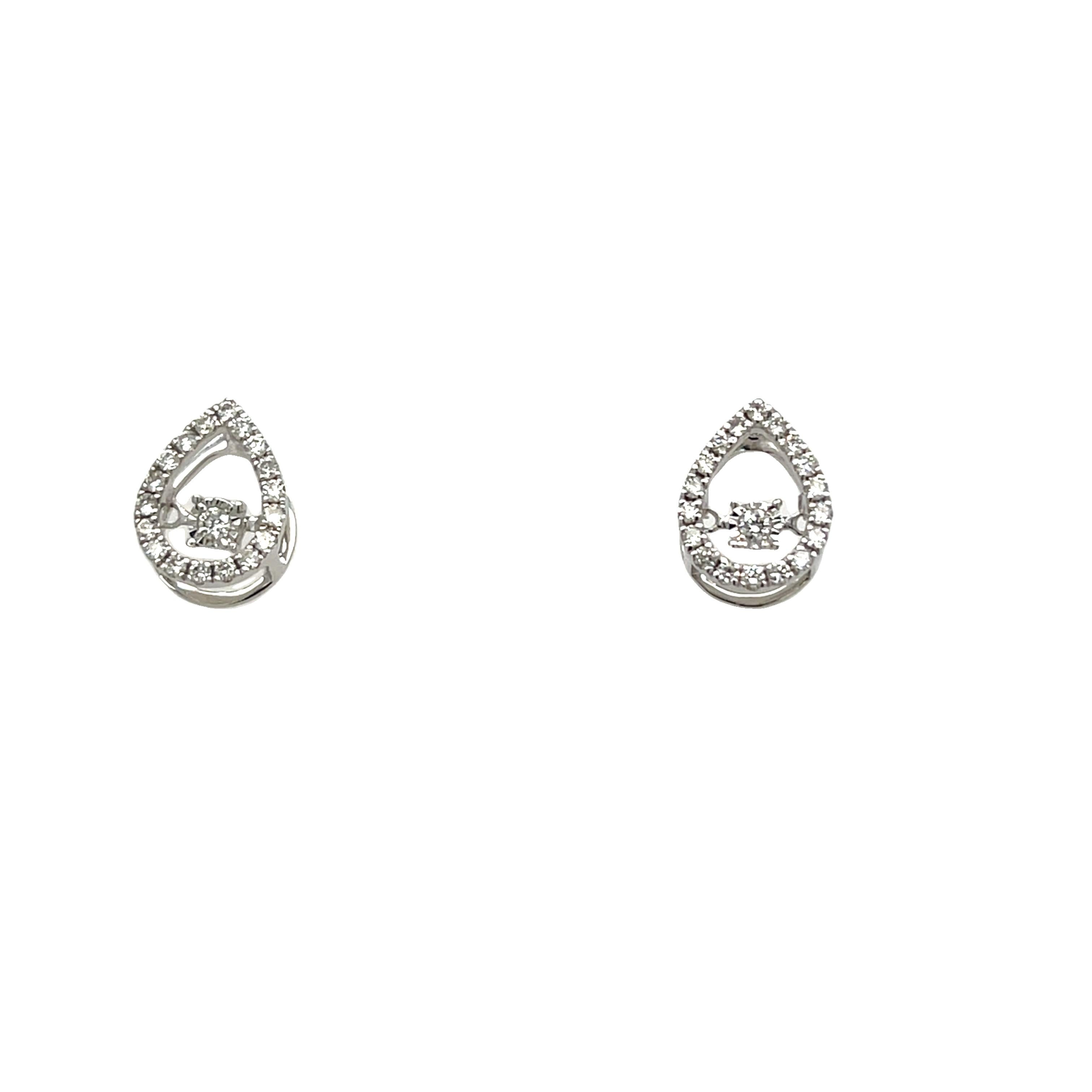 Orecchini a grappolo con diamanti in oro bianco 18ct, con diamanti naturali da 0,20ct In condizioni ottime in vendita a London, GB