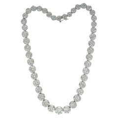 18ct White Gold Diamond Cluster Necklace, Approx. 22ct