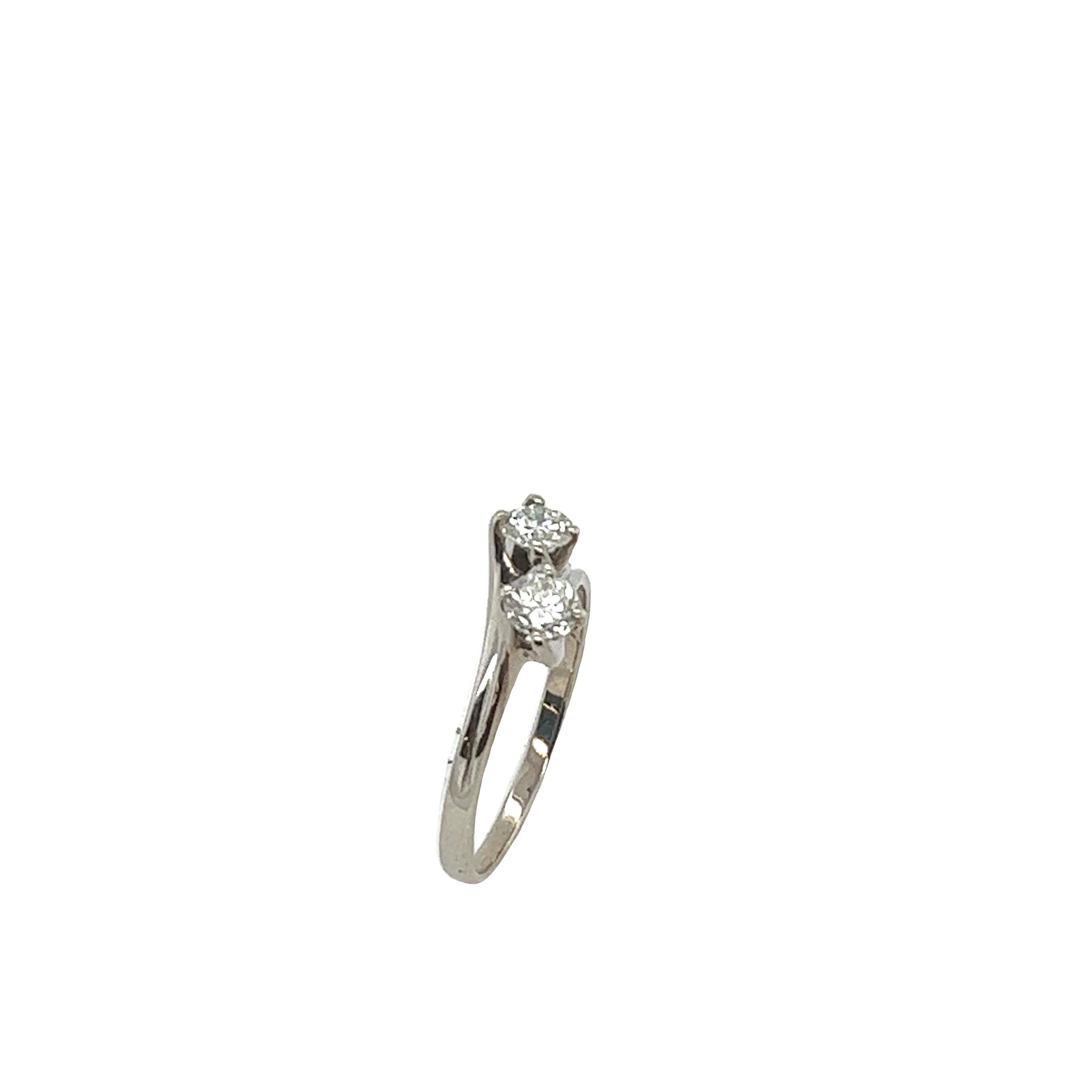 Women's  18ct White Gold Diamond Crossover Ring, Set with 2 Round Diamonds 0.50ct For Sale