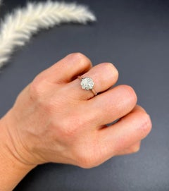 18ct White Gold, Diamond Daisy Illusion Cluster Ring, Hallmarked Birmingham 1970