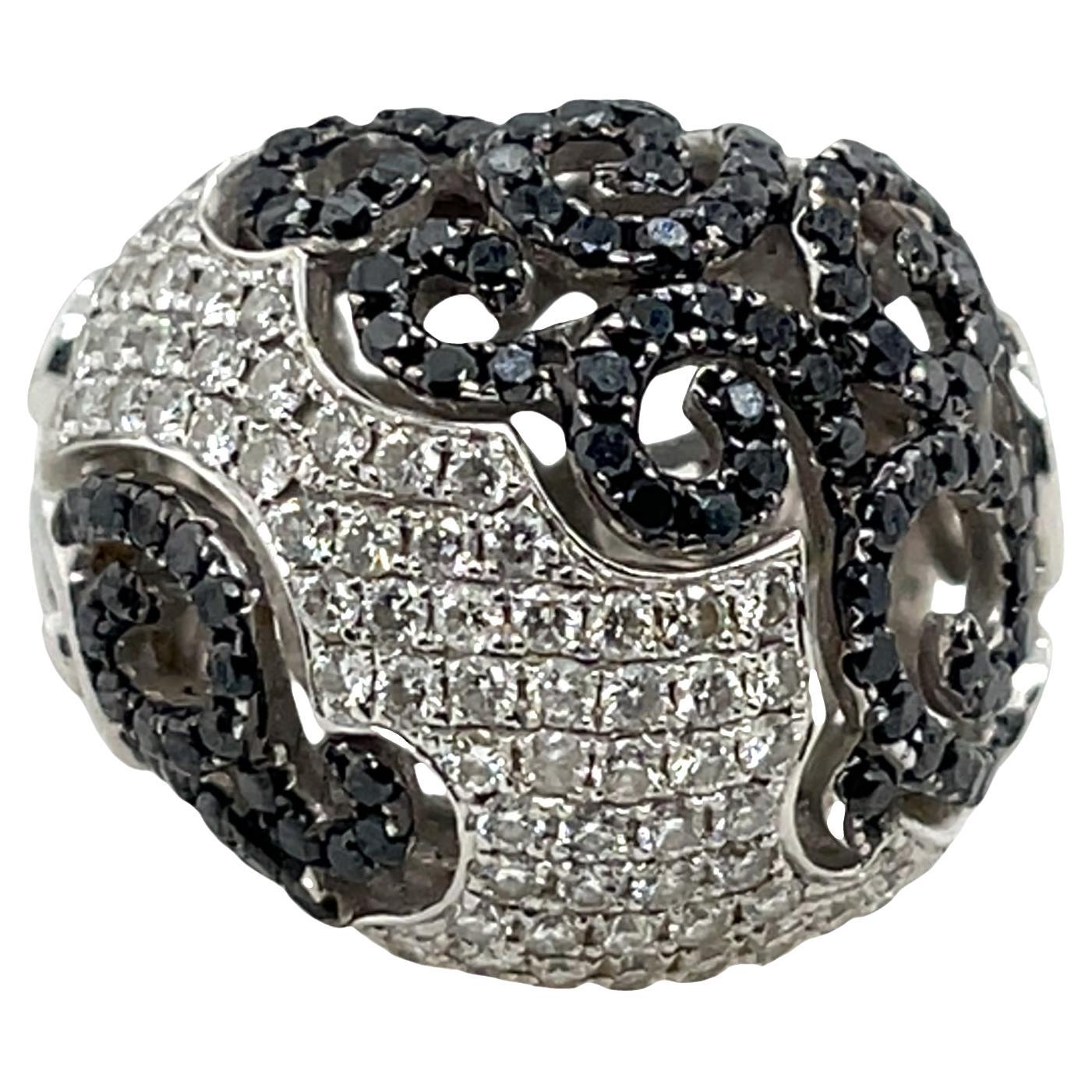 18ct White Gold Diamond Dress Ring – 1.30ct White 
1.15ct Black Diamonds
