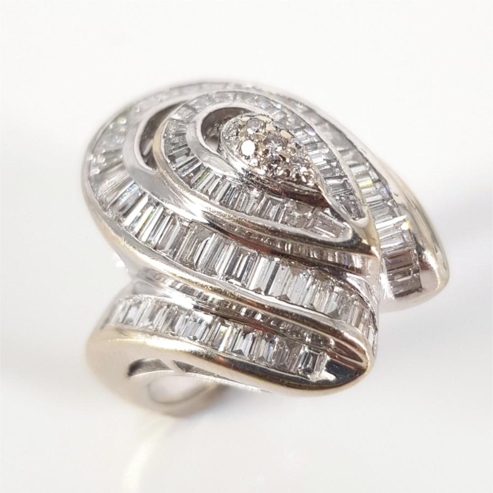 Baguette Cut 18ct White Gold Diamond Dress Ring For Sale