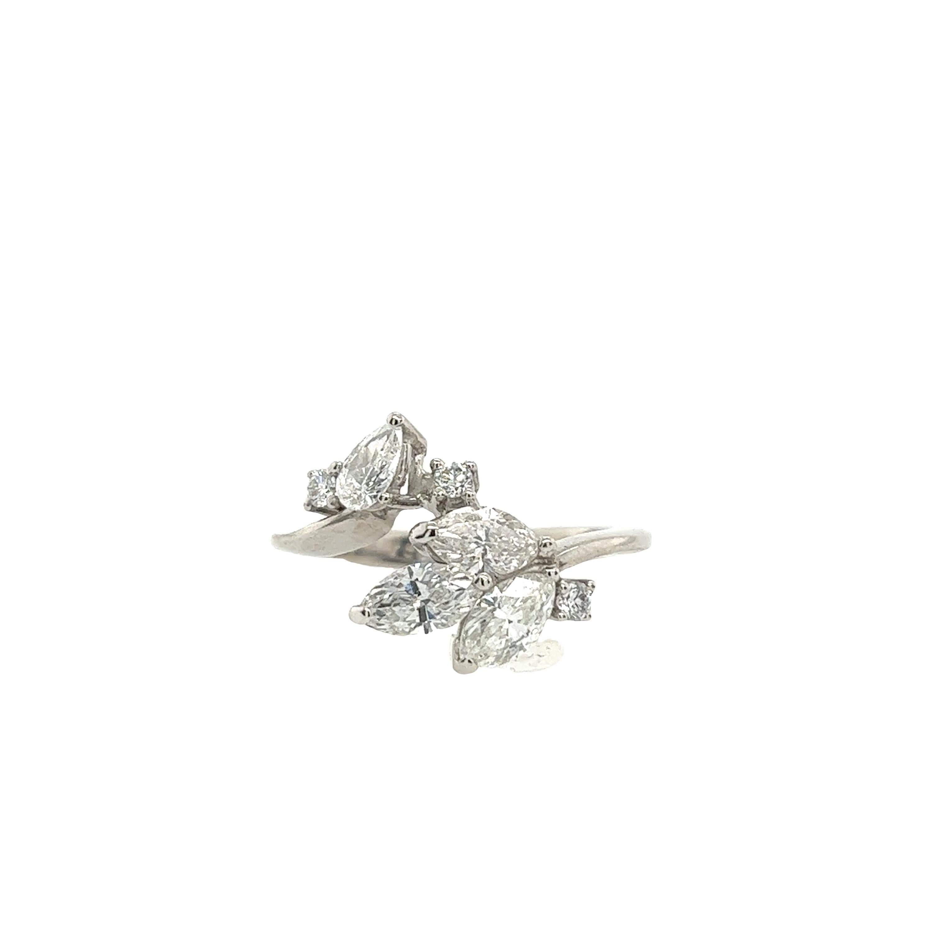 Marquise Cut 18ct White Gold Diamond Dress Ring Set With 1.30ct Mix Shapes Natural Diamonds