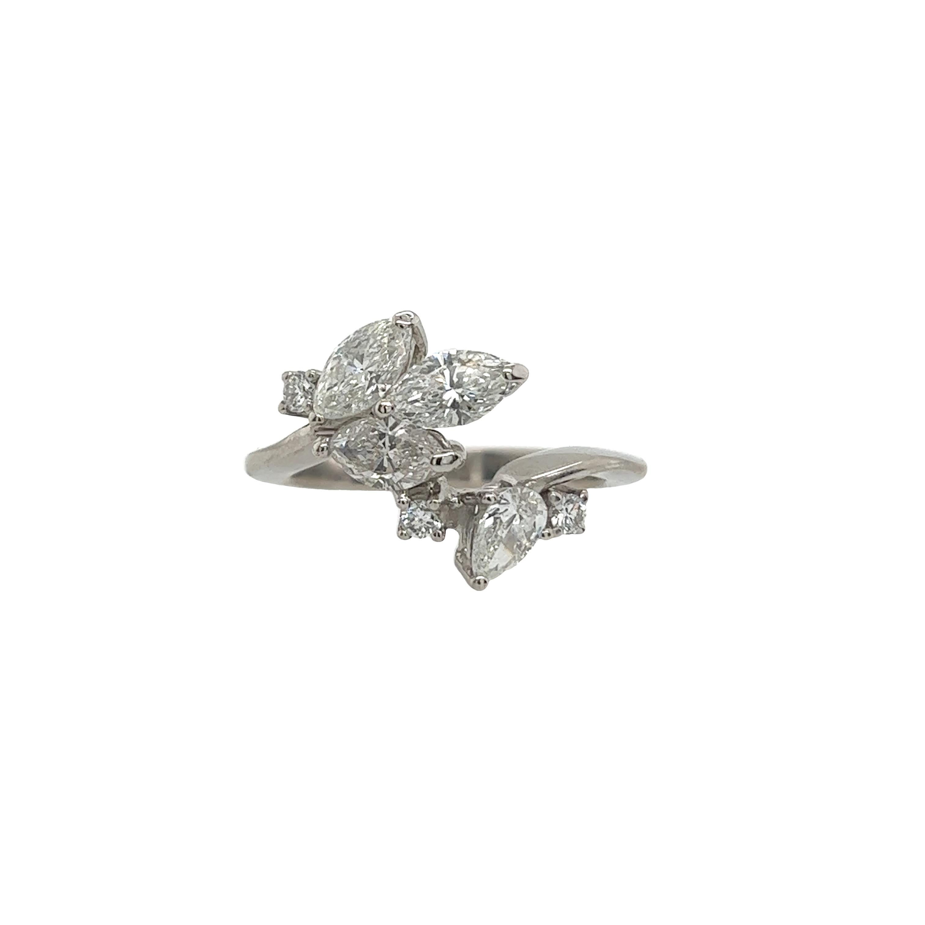 18ct White Gold Diamond Dress Ring Set With 1.30ct Mix Shapes Natural Diamonds 1