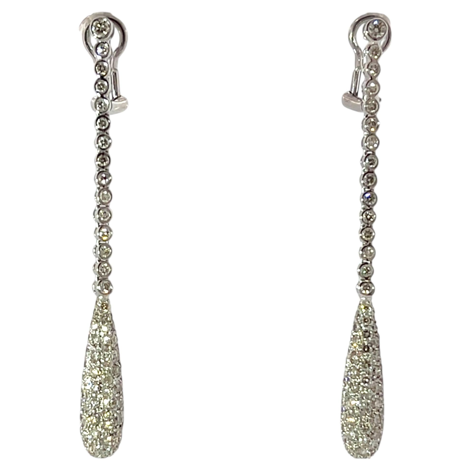 18ct White Gold Diamond Drop Earrings – 2.30ct Natural Diamonds