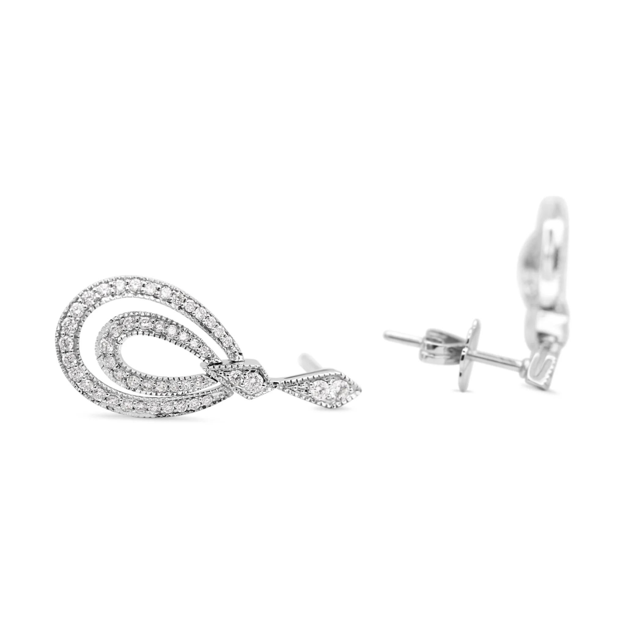 Brilliant Cut 18ct White Gold Diamond Drop Earrings For Sale