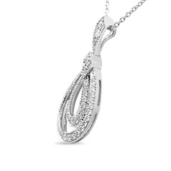 18ct White Gold Diamond Drop Pendant Necklace 16"