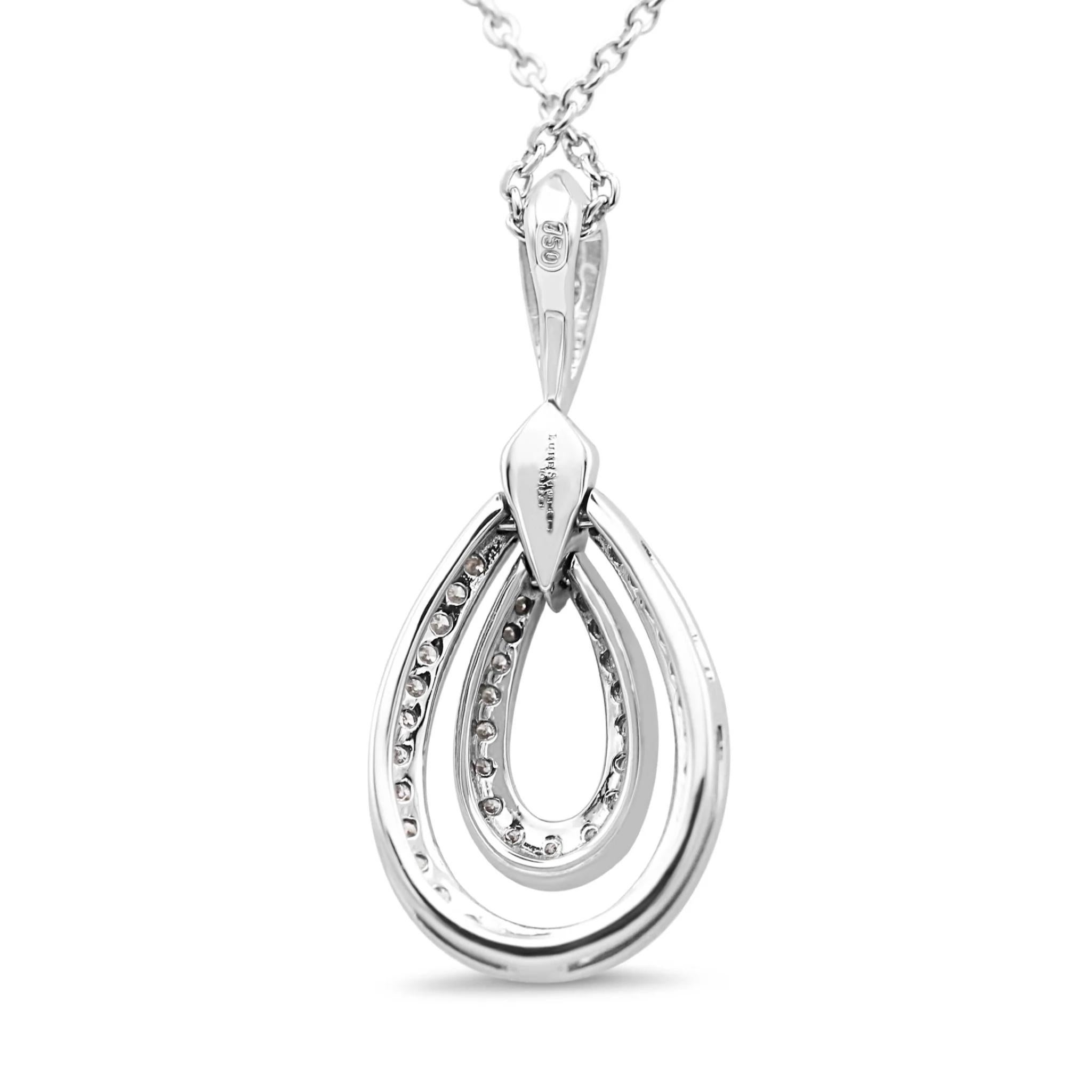 Brilliant Cut 18ct White Gold Diamond Drop Pendant Necklace 16