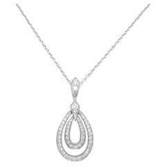 18ct White Gold Diamond Drop Pendant Necklace 16"