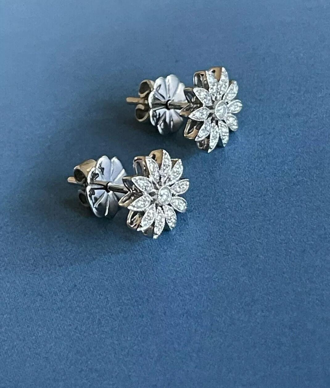 18ct White Gold Diamond Earrings 0.55ct Sunflower Studs VS Over Half Carat For Sale 1