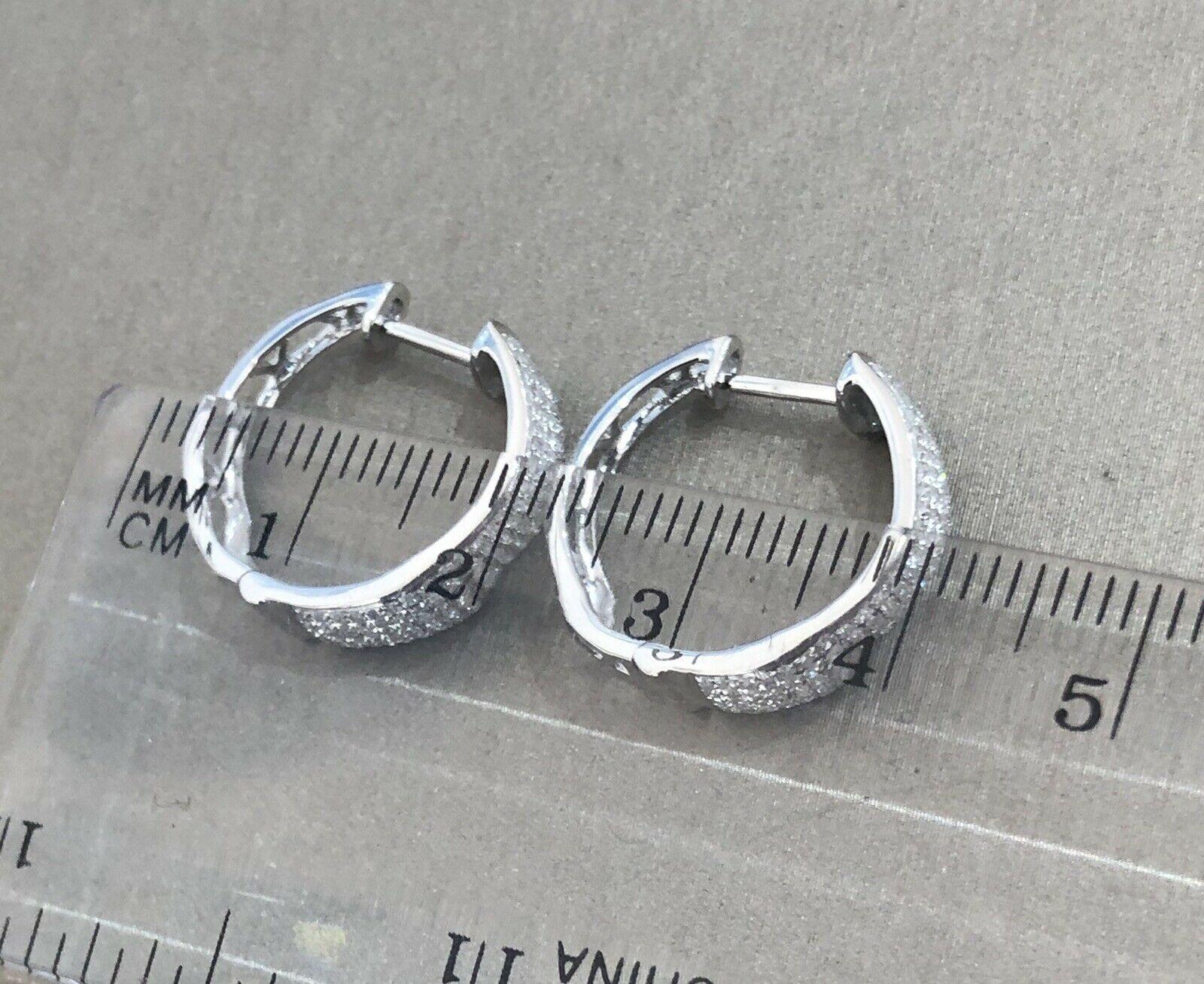 18ct White Gold Diamond Earrings 0.65ct Hoops Huggies VS Clarity In New Condition For Sale In Ilford, GB
