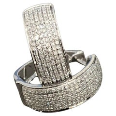 18ct White Gold Diamond Earrings 0.65ct Hoops Huggies VS Clarity