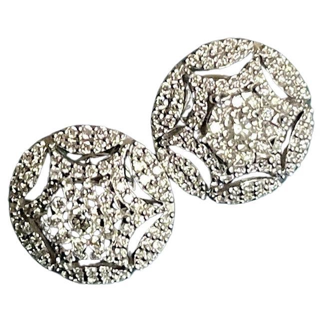 18 Karat Weißgold Diamant-Ohrringe 1,10 Karat runde Ohrstecker 1 Karat Schraubenverschlüsse Hochzeit