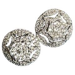 Used 18ct White Gold Diamond Earrings 1.10ct Round Studs 1 Carat Screwbacks Wedding